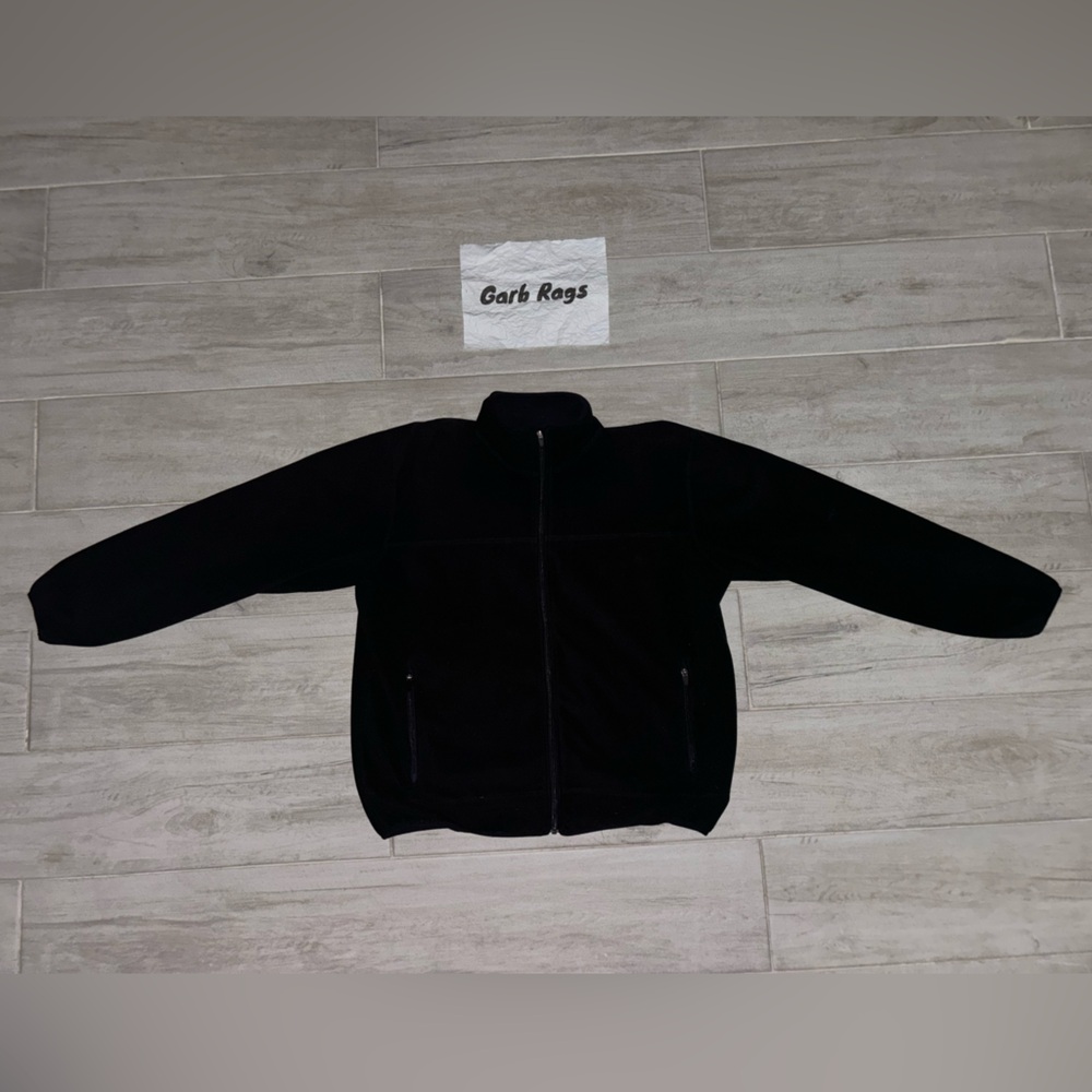 Lands' End Full Zip Collared Fleece Longsleeve Jacket (Black) Men's Size XL